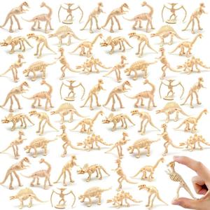 60 Pack Dinosaur Fossil Skeletons,Plastic Figures Dino Bones,Dinosaur Skeleton Toys for Dino Sand Dig,Science Play,Party Favor,12 Styles