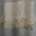 jinchan Linen Kitchen Curtain with Tassels 24 Inch Boho Tier Curtain Beige Farmhouse Cafe Light Filtering Small Window Drape for Bathroom Laundry Room RV Rod Pocket Back Tab 1 Panel Crude