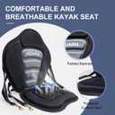 Kayak Seat Deluxe Padded Canoe Seat Adjustable Kayak Backrest Replacement Seat Cushion Pad Back Support with Detachable Back Storage Bag for Universal Sit