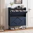 Nicetree Shoe Storage Cabinet, Shoe Cabinet with 2 Flip Drawers, Narrow Shoe Rack Cabinet, Farmhouse Slim Shoe Cabinet Storage for Entryway,Blue