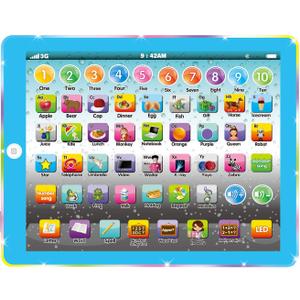 Kids Learning Tablet Toddler Tablet with ABC Word Song Music Number Electronic Interactive Educational Toy ABC Learning for Toddler Ages 3 4 5 6 (Blue)