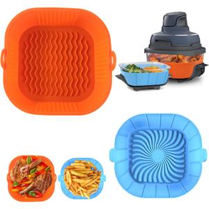 Reusable Air Fryer Liners for Ninja Crispi FN101GY, 2 Pcs Silicon Liners for Ninja Crispi 4-in-1 Portable Glass Air Fryer Cooking System, AirFryer Accessories for 4-qt & 6-cup Container
