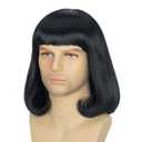 Yan Dream Short Black Bob Wig for Man with Flat Full Bangs Funny Wigs Cosplay Party Wig (big head)