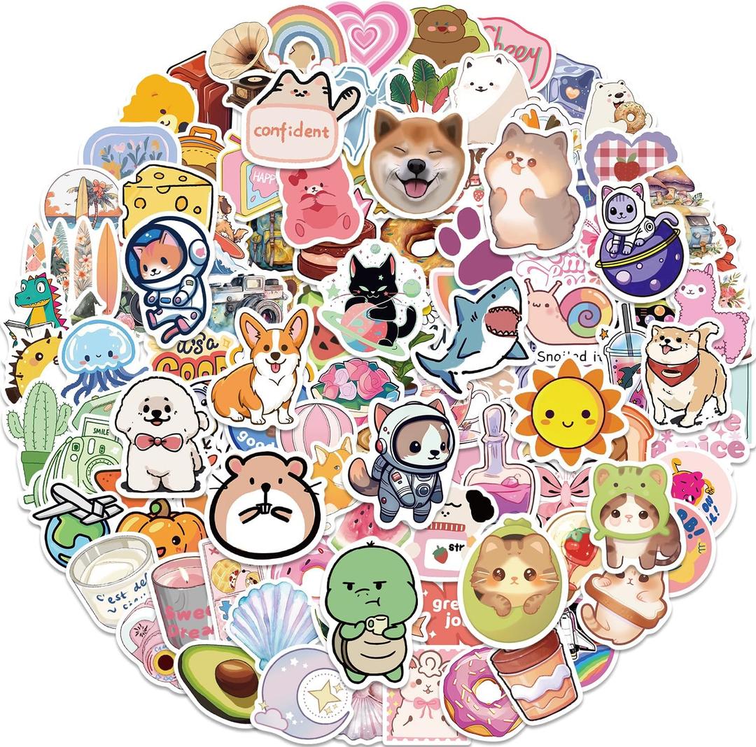 200pcs Cute Animal Stickers for Kids Kawaii Aesthetic Stickers Animal Party Favors Waterproof Vinyl Stickers for Teen