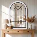 24x36 Inch Arched Windowpane Wall Mirror, Farmhouse Window Mirror