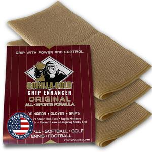Gorilla Gold Grip Enhancer Tacky Towel - USA-Made Chalkless Competition-Approved Formula for Softball, Golf, Tennis and More - Versatile Multi-Sport Moisture Control for Sweaty Hands
