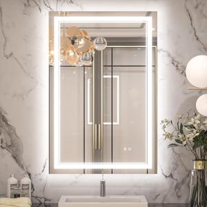 Keonjinn LED Mirror for Bathroom, 36 x 24 Inch, Wall Mounted, Dimmable, Anti-Fog, IP54 Waterproof