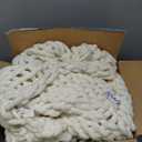 L'AGRATY Chunky Knit Blanket Throw,Soft Chenille Yarn Throw 50x60Handmade Thick Cable Knit Crochet Blanket, Large Rope Knot Throw Blanket for Couch Home Decor (Ivory)