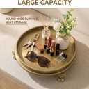 Vintage Brass Decorative Tray, 11.8-Inch Round Serving Tray with Claw Feet, Decorative Coffee Table Tray for Dining Room, Entryway, Living Room