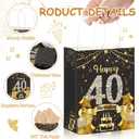 50Pcs 40th Birthday Party Favors Gift Bags Bulk, Black and Gold Happy 40th Gift Candy Wrap Bags with Tissue Paper, Vintage 40th Birthday Decorations Souvenir Bag for Men Women Anniversary Supplies (40th)