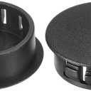 PATIKIL 30mm (1.2") Plastic Hole Plugs, 20Pcs Flush Type Round Hole Plugs Cover Snap in Locking Hole Tube for Table Kitchen Cabinet Furniture, Black