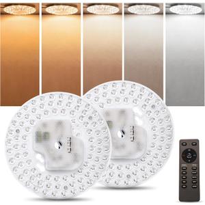 6.69inch 36W Ceiling Fan LED Light Replacement with Remote, 3200LM LED Light Engine Retrofit Kit, Dimmable 5CCT 2700K/3000K/3500K/4000K/5000K Ceiling Fan Light Kits, AC110-130V -2Pack