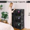 6 Pack Moving Bags with Full-Open Side Zipper, Extra Large 93L Heavy Duty Waterproof Foldable Storage Totes for College Dorm, Moving & Home Organization Black
