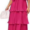 ZESICA Women's 2026 Summer Sleeveless Halter Neck Ruffle Tiered Layed Chiffon Flowy Swing Long Midi Dress (X-Large)