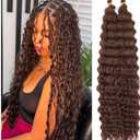 Ocean Wave Crochet Hair Deep Wave Braiding Hair 24 Inch 2 Packs Curly Wavy Hair for Boho Braids Synthetic Hair Extensions for Black Women (33#)