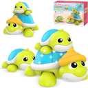 Baby Toys 6-12 Months Musical Turtle Crawling Toy with Mama and Babies Tummy Time Toys, Crawling and Interaction Modes Toy for Babies 6-12 12-18 Months 1 Year Old Girl Boy Gifts for Birthday Christmas