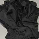 Verdusa Women's Lace Pants Fold Over Flare Leggings Bell Bottoms Rave Outfits Going Out (Black)