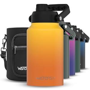 WATERSY Half Gallon Water Bottle Insulated(Cold for 48 Hrs),BPA Free&Leak Proof,64oz Stainless Steel Water Jug/Flask,Big thermo,Large Water Bottle with Handle for Gym,Hiking,Camping,Black