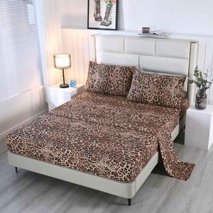 SDY 4 Pieces Leopard Bedding Sheets Queen Size Leopard Print Sheet Set Included 1 Fitted Sheet with 14'' Deep Pocket + 1 Top Flat Sheet + 2 Pillowcases for Adult