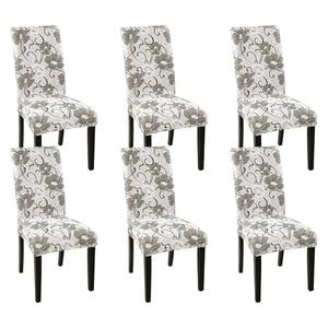 SHACOS Pattern Dining Chair Covers Stretch Kitchen Chair Covers Set of 6 Waterproof and Washable Spandex Protectors for Home Party Dining Room Chair Seat Covers (Flowers)