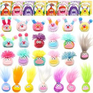 24 Pack Valentines Gifts for Kids  Mini Plush Toy Set with Valentines Cards, Cute Assortment Small Stuffed Animal Keychain Toys for Classroom Exchange and Party Favors