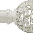 Curtain Rods For Windows 48 to 84 Inches, 1 Inch Heavy-Duty Adjustable Decorative Curtain Rods with Branches Leaves Hollow Finials For Bedrooms and Living Rooms In Farmhouses. Weather White