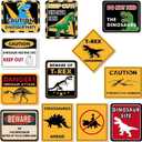 Dinosaur Birthday Decorations - 12 PCS Dinosaur Party Supplies for Boys Kids Dino Birthday Funny Dinosaur Sign Decor for Jurassic Theme Baby Shower Holiday Party Favors Caution T-Rex Sign Wall Decor
