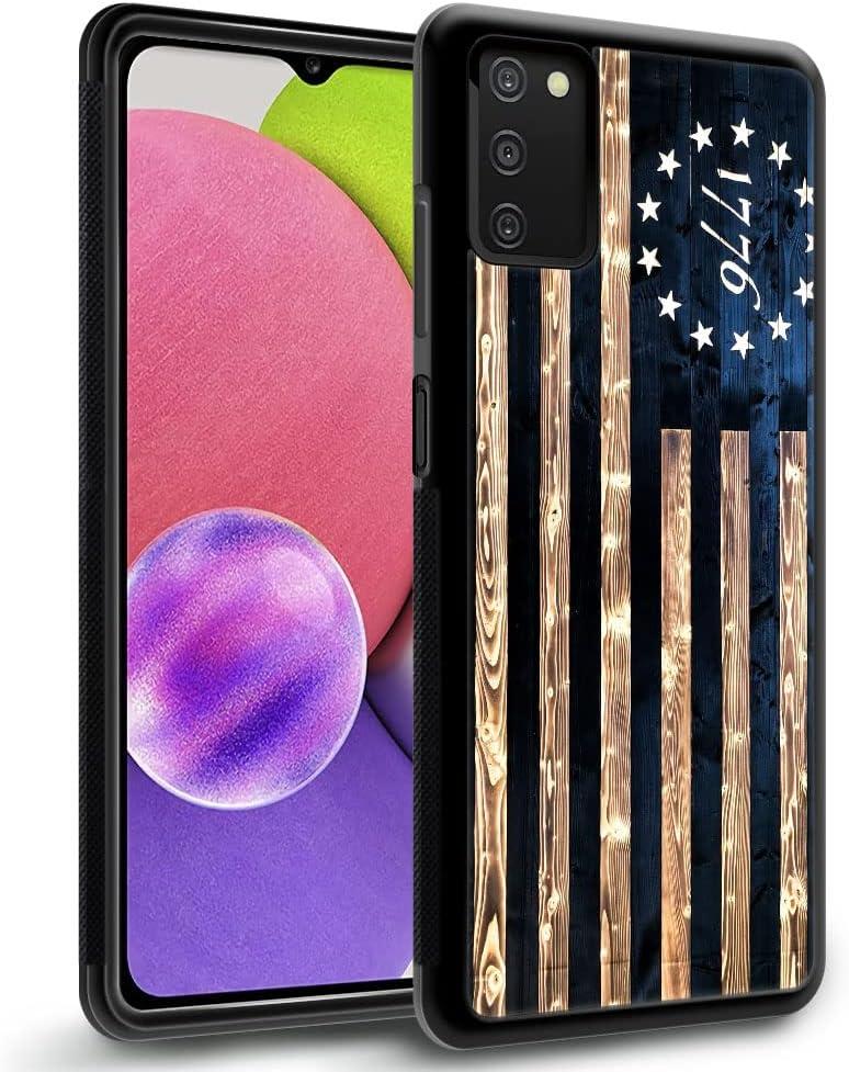 DAIZAG Compatible with Samsung Galaxy A03S 4G Case,All-Round Protection Shockproof Anti-Scratches TPU Cover,Cases for Man Woman-1776 Vintage USA Flag Wood American Flag