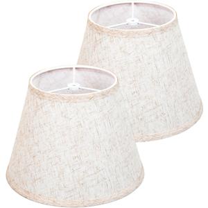 Beige Linen Small Lamp Shades set of 2, 6"x10"x7" Lampshade for Table Lamps & Floor Lamps, Empire Lamp Shade for Modern, Farmhouse, Ranch, French Country Decorative style, Spider Fitter, Assembly-Free