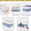Storage Bins with Sturdy Cotton Handles(3 Pack), Fabric Storage Baskets for Organizing use for Office & Home, Book, Clothes, Toys, Closet Boxes (Medium, Blue-White, 14.2x10.2x7.1 inches)