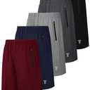 Tuliara 5 Pack Boys Athletic Shorts with Zipper Pockets Basketball Soccer Quick Dry Teen Kids Sport Shorts Elastic Waist Set B, 2XL