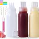 Werduoland 3 Hole Squeeze Bottles for Sauces Plastic Condiment Squeeze Bottles Ketchup Dispenser Salad Dressing Container Squirt Kitchen Squeeze Bottles for Oil BBQ Paint Pancake Art 3 Pcs 13oz/380ML