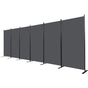 Room Divider, 6 Panel Folding Privacy Screens with Wider Support Feet, 6 Ft Portable Room Partition for Room Separator, 204" W X 71" H, Grey