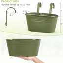 Dahey 10.5 Inch Metal Iron Hanging Flower Pots for Railing Fence Hanging Bucket Pots Countryside Style Outdoor Planter Window Flower Plant Holder with Detachable Hooks Home Decor,Green,3 Pcs