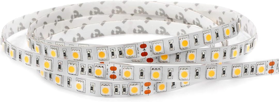 Flexible Led Strip Lights UL(E477884) DC 24V 72W SMD5050 300LEDs Led Tape Light Daylight White 4000K 5Meter/ 16.4Feet Using for Gardens, Homes, Kitchen, Car and Bar (Daylight White, 16.4Ft IP20)