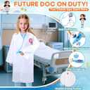 IVENRXIU Toddler Dress Up Clothes, Kids Role Play Costumes 4 In 1 Set-Police Doctor Fireman Engineer for Kids Boys and Girls 3-8, Career Dress Up Pretend Play Toys, Birthday Halloween Christmas Gifts (Blue, S)