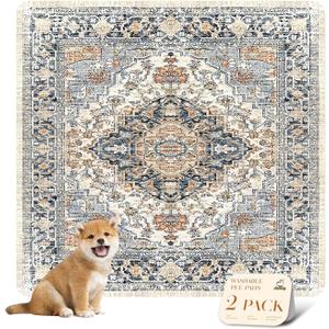 nunubaby Washable Pee Pads for Dogs, Stylish, NonSlip and LeakProof Pee Pads. Reusable Potty Pads for Dogs for Crates and Floors.(Beige/Multi, 36" x36" )