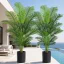 Artificial Palm Tree 6.2ft Tall Fake Palm Tree Indoor Decor with 18 Trunks and Real Bark Design Faux Tropical Areca Palm Silk Floor Plant in Pot for Home Office Living Room Bedroom Decor 2pcs