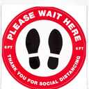 6 x Avery"Please Wait Here" Red Social Distancing Floor Decals, 10.5" Diameter, 5 Removable Decals (83090)
