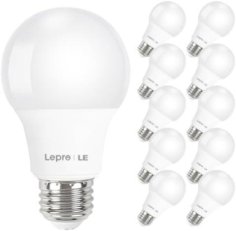 LE LED Light Bulbs 60 Watt Equivalent, 9W 800 Lumens Non-Dimmable, Daylight White 5000K, A19 E26 Standard Medium Base, 10000 Hour Lifetime 5 Count (Pack of 2)