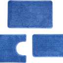 3 Pieces Luxury Bathroom Rug Set with U-Shaped Toilet Rug, Non-Slip Rubber Bottom, Thick Microfiber Fluffy Plush, Water Absorption, Quick Dry, Ultra Soft, Bath Mats for Bathroom, Tub(Sky Blue)