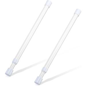 2 Pcs Small Tension Rod 12-20 inch Spring Rod, Tension Rod Spring Tension Rod, Small Tension Curtain Rod, Short Thin Tension Rods, Mini Tension Rods for Closet, Cabinets, Cupboard, Drawers, White