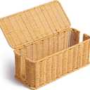 YECAYE Handwoven Rattan Style Cable Management Box, Decorative Storage Cord Organizer Box for Power Strips & Cords, Cord Hider for Home, Kids & Pet Safety, DIY-Friendly Cord Management