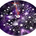 FREEHOTU Stars Pentagram Witchcraft Halloween Christmas Tree Skirt 48" Gorgeous for Xmas Party Ornaments Decoration Accessory Gift