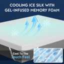 3 Inch Cooling Gel Memory Foam Mattress Topper King - Cooling Ice Silk Removable & Washable Cover, Mattress Topper for Back Pain Relief, Adjustable Strap & Non-Slip, CertiPUR-US Certified