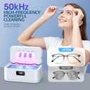 Ultrasonic Jewelry Cleaner, 50Khz Jewelry Cleaner Ultrasonic Machine for Jewelry, Eyeglasses, Rings, Watch Strap, Dentures, 24oz - 304 Stainless Steel Tank, Digital Timer, 5 Cleaning Modes(White)