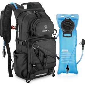 NOOLA Hydration Backpack with 3L Water Bladder - 25L Water Backpack for Hiking, Cycling, Running, Biking - Lightweight Hiking Pack Bag with Rain Cover, Phone Holder and Trekking Pole Holders, Black