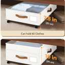 Under Bed Storage with Wheels, 10 inches Under Bed Storage Containers, 65L XXL Large Adjustable Underbed with Lids, Rolling Underbed Storage bins for Shoes, Clothes, Blankets, White