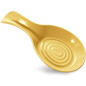 Spoon Rest Cooking Spoons Holder for Stove Top,Plastic Utensil Tray for Kitchen Counter,Thickened Spoon Dish,Porcelain Utensil Caddy for Countertop (Yellow)