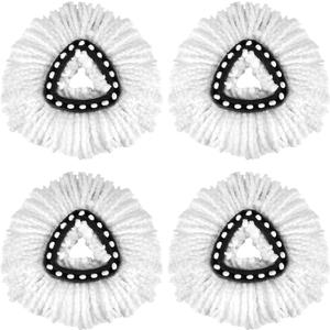 Qulable 4 Pack EasyWring Spin Mop Refill Replacement Heads - Microfiber, Compatible with Triangle Spin Mop, Multi-Surface Cleaning